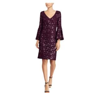 New Lauren Ralph Lauren Dress Sequin Lace Sheath Purple Formal Evening Women’s 2
